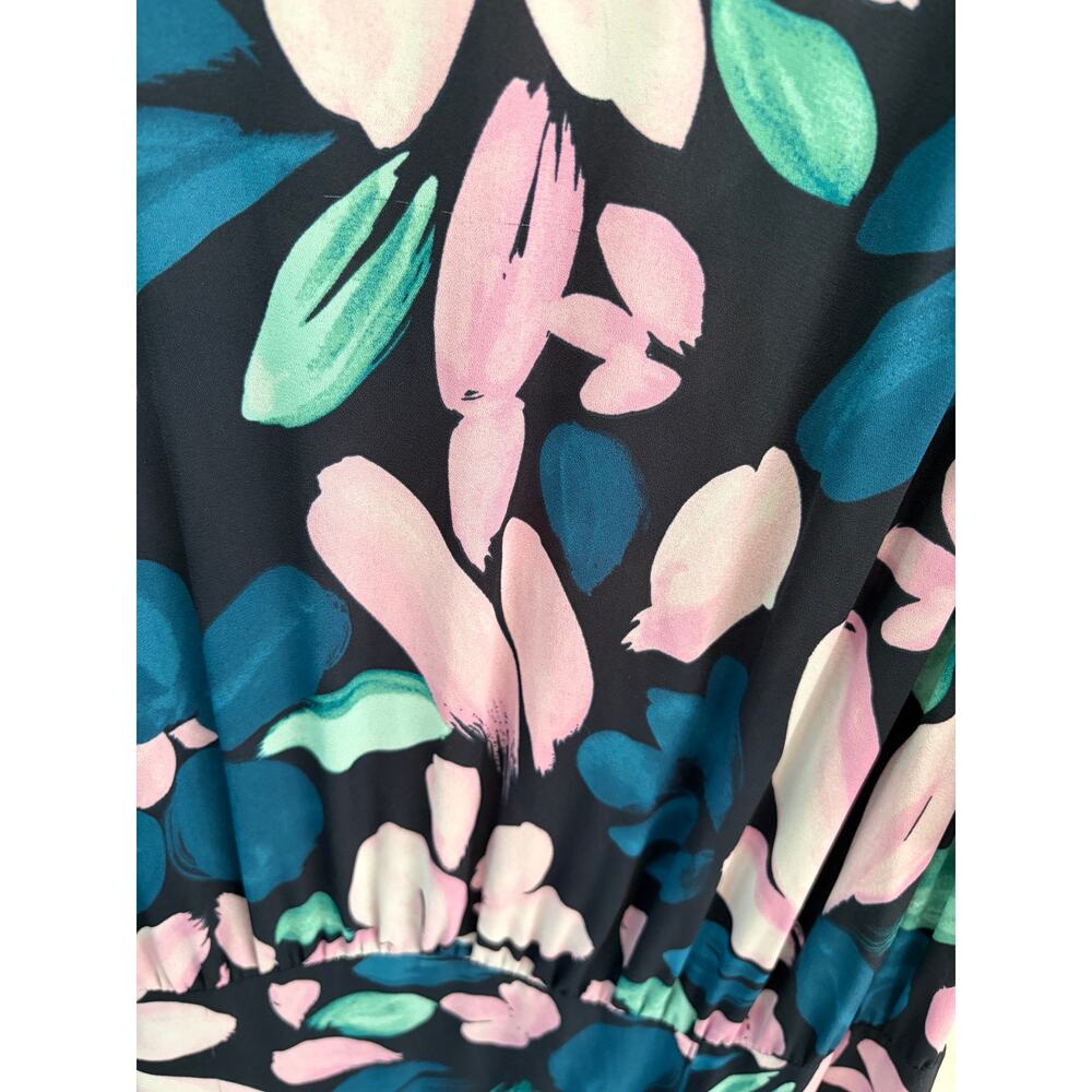 Octavia Floral Midi Dress Low Back Cutout Boho Flutter Sleeve XL - Picture 5 of 8